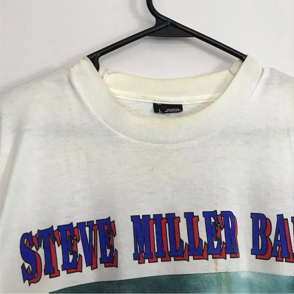 Vintage Steve Miller Band 1993 Wide River Tour 90s White Tshirt Mens Sz Large